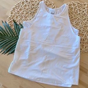 Athleta girl white overlay tank T-shirt combo size XL/14 Like New